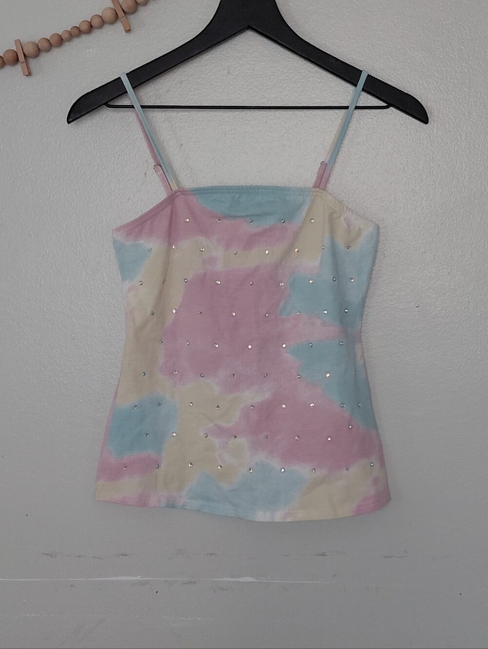 Y2K Fairycore Rhinestone Pastel Cotton Candy Cami Tank Top Size Small